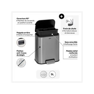 5five Bidone Per Compost 5L - Plastica Argento - Colore: Argento - 2