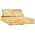 Transat chaise longue bain de soleil lit de jardin terrasse meuble d exterieur double 198 x 135 x (30 75) cm bois de pin-0