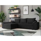 MEUBLESLINE Canapé d'angle convertible DENVI L en velours côtelé Noir