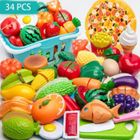 NAPASA 34pcs Jouet Cuisine Dinette Enfant Aliment Fruits et Légumes Jouets à Couper, Accessoires Jeu de Cuis