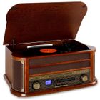 Platine Vinyle Bluetooth et Lecteur CD - Auna - 33/45/78 r/min - USB - Tourne Disque Retro - marron