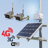 Kit vidéosurveillance 3G 4G autonome solaire avec 2 caméras camouflages solaires Wi-Fi HD 1080P 64 Go