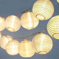 CozyHome Guirlande lumineuse LED Lampion lampe deco  Lanterne en papier blanc kraft - Longueur totale 7 metres | 15 LED boule