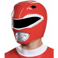 Casque du Red Power Ranger - Horror-Shop.com - Accessoire de costume - Adulte - Rouge/Noir/Blanc/Argent