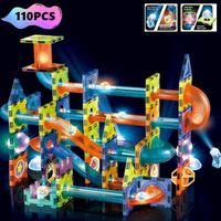 BINZKBB Blocs de Construction Magnetiques - 110 pieces 3D Jouet STEM educatif - Brillent Marbre Piste Blocs Aimantes Jeux - C