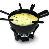 Boska Set a Fondue Nero / Caquelon de fondue avec 6 fourchettes / Support en fonte / Caquelon lavable au lave-vaisselle / Noi