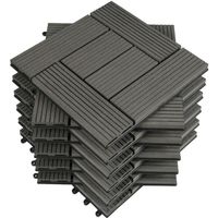 Carrelage de sol pour jardin et terrasse extérieur - WOLTU - Dalle WPC 30x30cm - Composite bois-plastique - Gris