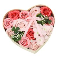 Coffret Cadeau Fleur de Savon Rose-Saint Valentin, Noël, cadeaux d'anniversaire rose