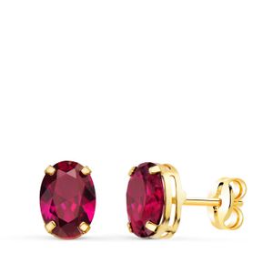 Boucles D'Oreilles Puces En Agate Rouge 6mm - Plaqué Or 18 Carats - Neuf Avec étiquettes