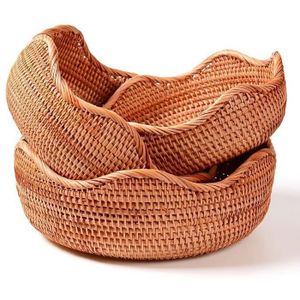 Corbeille à Fruits Rectangulaire En Osier Tressé Panier De Rangement