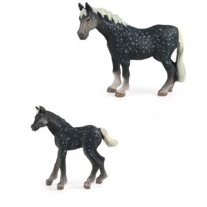FIGURINE - PERSONNAGE Figurines de collection d'animaux sauvages, Cheval, 2 pièces, Décoration de scène de ferme, Cadeau pour enfan