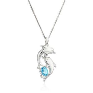 Nouveau 925 Pendentif en argent sterling véritable Swiss Blue Topaz Gemstone Charm 6 mm