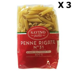 PENNE TORTI & AUTRES Lot 3x Pâtes Penne Rigate n°31 - Savino Pasta - pa