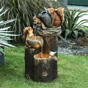STATUE - STATUETTE   Écureuil - Statue créative'animaux de jardin, fontaine'eau'écureuil à lumière solaire, sculpture'eau légère p