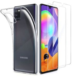 COQUE - BUMPER Pack.Sam.A31.W-Coque pour Samsung Galaxy A31 + 2 Verres Trempés. Préserve efficacement votre smartphone contre les chocs et les ray