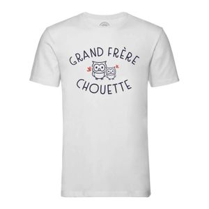 T-SHIRT T-shirt Homme Col Rond Blanc Grand Frère Chouette 