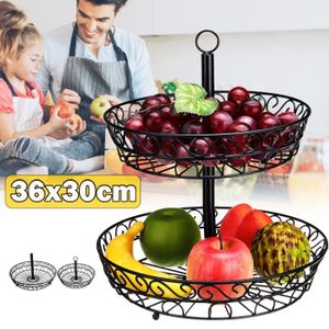 Plat à Fruits Zeller 2 Étages - Métal Argenté - 26x26x29cm - Présentation Élégante - Décoration Table