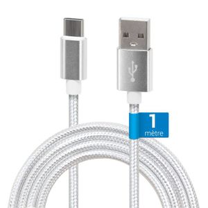 Câble USB-C Tressé SUNGUY 1,5m – USB A Vers C, 10 Gbps, Nylon Gris, Compatible Samsung/iPhone