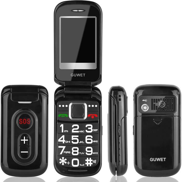 Logicom - Mobile à clapet double Sim avec bluetooth, écran 1,77’’, mémoire  32 Go, batterie de 800 mAh, autonomie jusqu’à 7 jours en veille, avec une