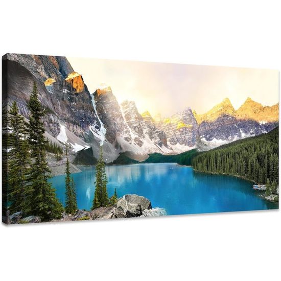 Affiche Toile Paysage Lac Ciel - Décoration Maison - Non Encadrée