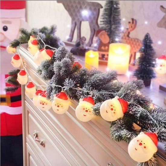 Guirlande Lumineuse Noël 2 M – 20 LED Père Noël Et Bonhomme De Neige, étanche, Intérieur/extérieur