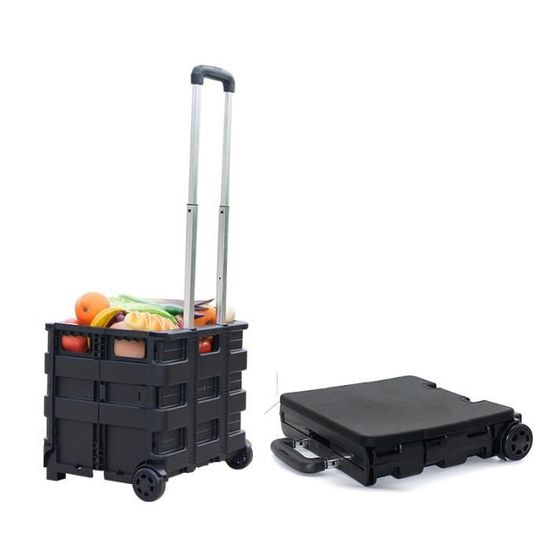 Chariot De Courses Pliable 36L - Caddie De Transport Avec Sac Amovible - Capacité 30kg - Gris Foncé/Noir