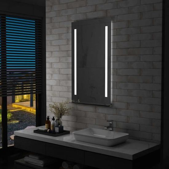 🦈🦈5084Magnifique Elégant - Miroir de Salle de Bain Mural - Miroir LED Lampe de Miroir Éclairage Salle de Bain Toilette - avec étag