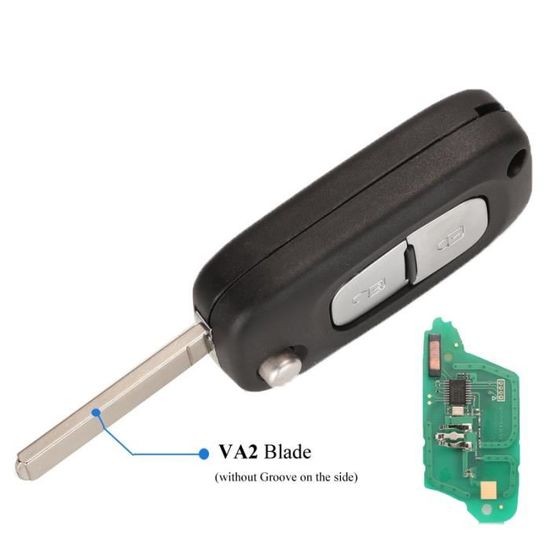 Coque clé,ASK-FSK clé télécommande BTN 2, 433MHz, pliable, id46 pcf7961a, pour voiture Renault Clio - Type VA2 Key - ASK pcf7961A