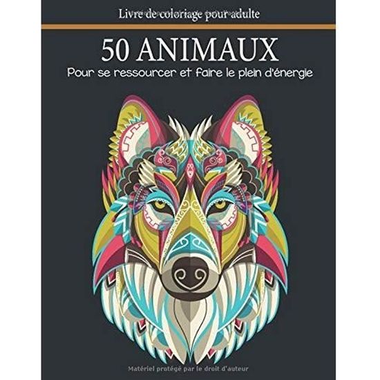 Livre de coloriages adulte/ Art thérapie/ Bébés animaux/ 50