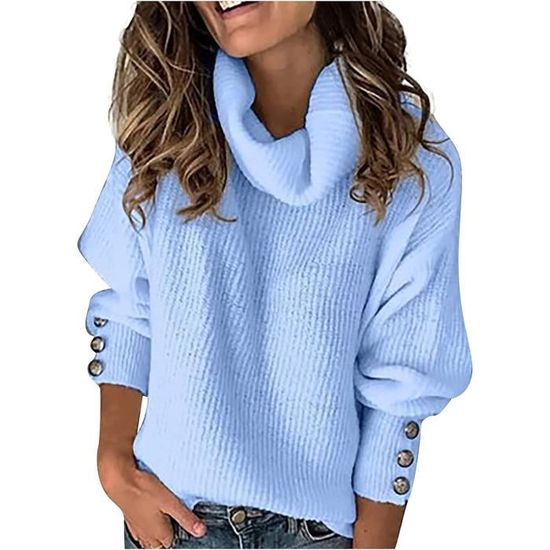 Pull Col Roulé Femme,Pull Col Roulé Femme Chaud Tricot Hiver À