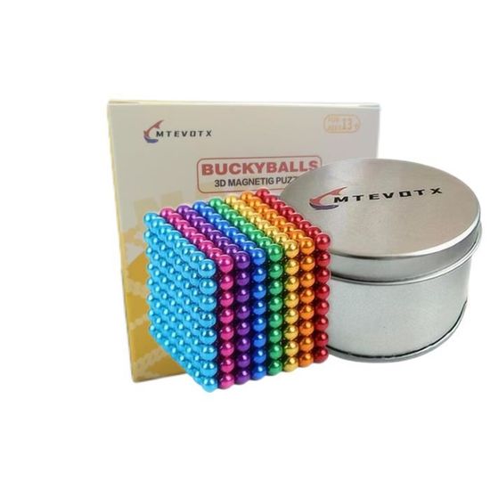5mm 216PCS Couleur Boule Magnétique Bucky Ball Boule Magnétique Rubik's  Cube Magnétique Convient aux Enfants de Plus de 10 Ans-8 Couleurs (Bo?te en  Acier)