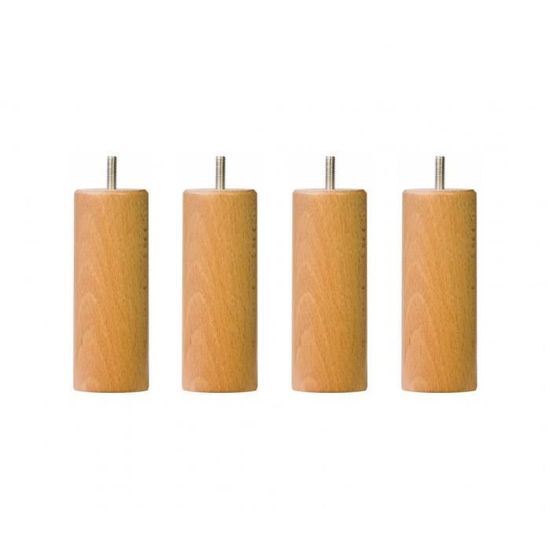 4 pieds cylindriques bois naturel 15 cm