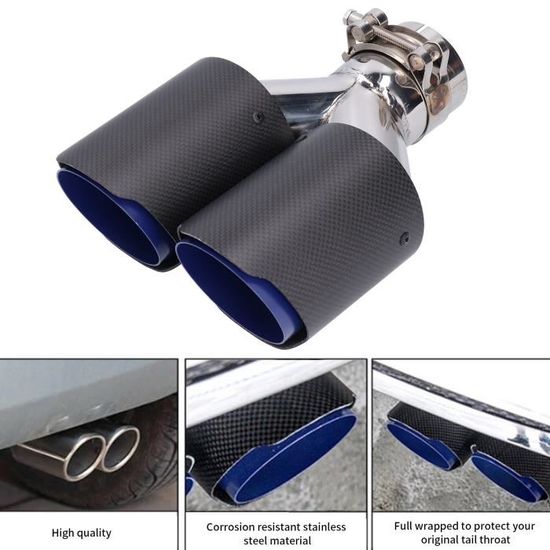 EMBOUT D'ECHAPPEMENT UNIVERSEL ADAPTABLE A SOUDER,FINITION CARBONE MAT BLUE TIPS