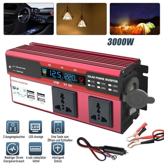 Onduleur Voiture 12V Vers 220V – Convertisseur Portable Avec Prise | Charge Rapide Pour Ordinateur, Camping, Road Trip