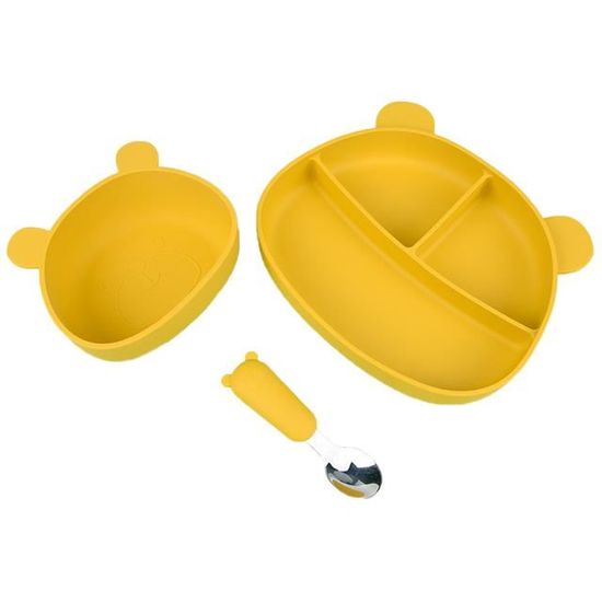 Assiette Enfant Compartimentée Inox Avec Ventouse - 20x20 Cm, Lavable Lave-vaisselle, Antidérapante - 7