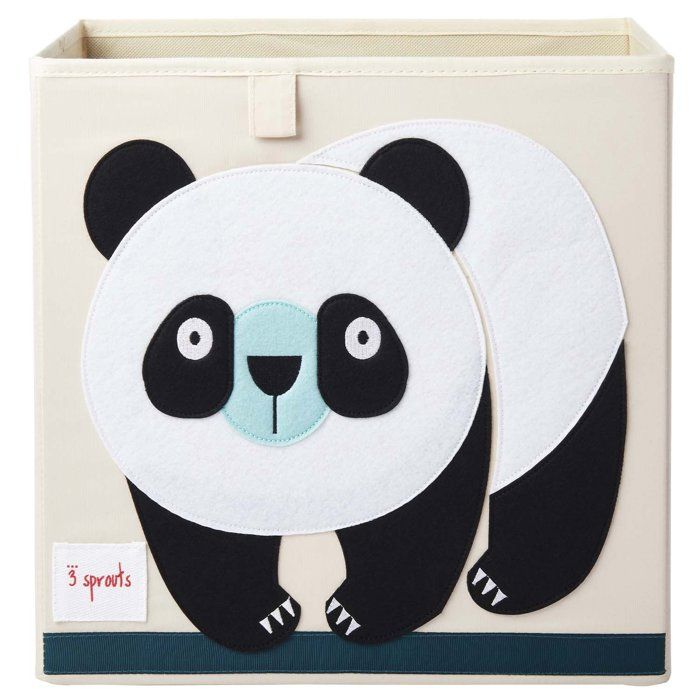 Boîte de rangement pour jouets - 3 SPROUTS - Panda - Blanc - Format adapté - Multicolore