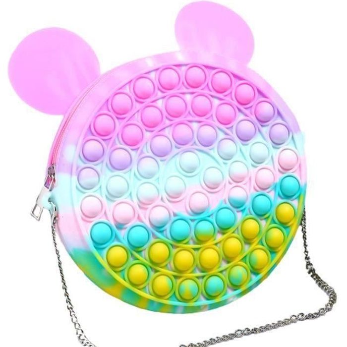 Tinor - 2 In 1 Push Bubble Pop It Fidget Toys, Gel De Silice Pop It Sac Avec Bandouliere Reglable Sac A Jouets Anti Stress Pour Filles Enfants 17636 B