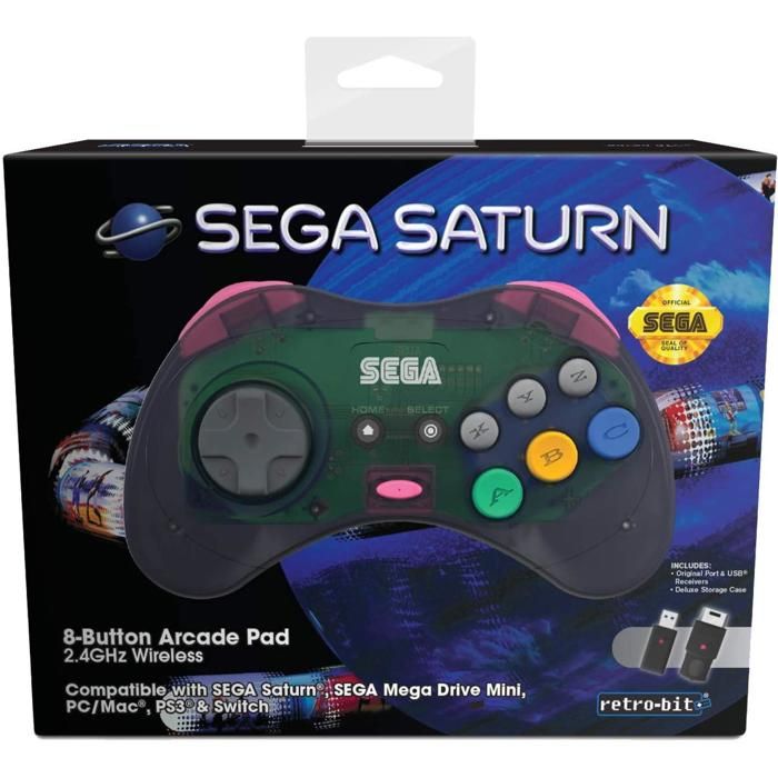 Retrobit Sega Saturn Manette 8 boutons sans fil 2.4Ghz Dongle USBPort d'Origine inclus Neuf - vue 5