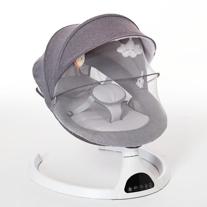 Balancelle Bébé Transat électrique à 5 vitesses avec Affichage LED,Chaise Berçante Angle Réglable,0-12 mois,gris