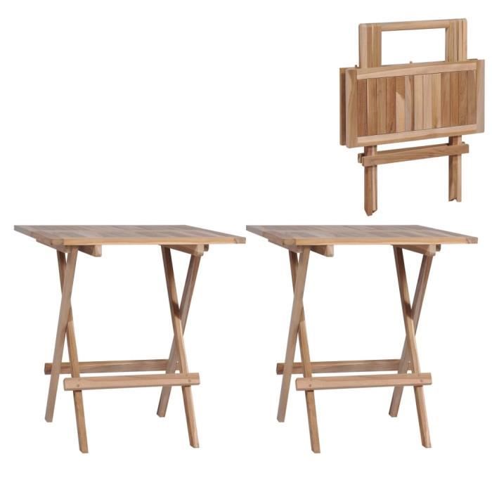 Tables de bistro pliable 2 pcs 60x60x65 cm Bois de teck massif YULINSHOP