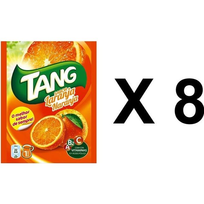 8 sachets de tang gout orange, soit 8 litres de jus de fruit