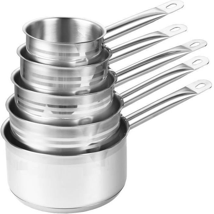 ART & CUISINE Grand chef Lot de 5 Casseroles inox professionnelle 9529 12-14-16-18-20cm Tous feux dont induction