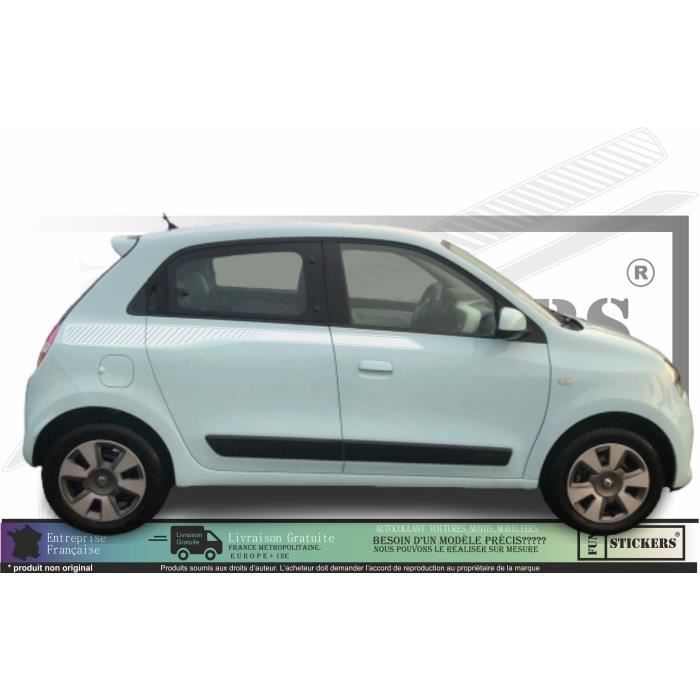 Renault Twingo 3 Bandes latérales décoratives_1 - BLANC - Kit Complet - Tuning Sticker Autocollant Graphic Decals