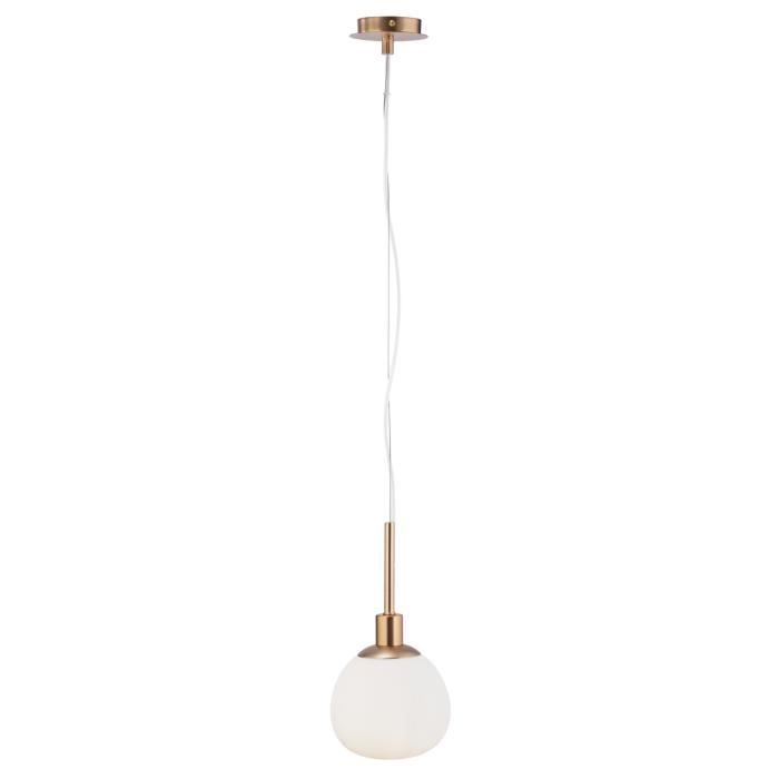 Suspension Design, 1 Lampe, moderne, Loft, en Métal couleur or, abat-jour en verre blanc, excl. 1 E14 40W 220-240V