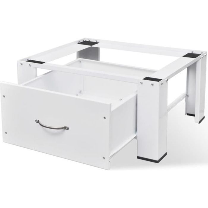 Socle pour machine à laver Socle Lave Linge Base de Sèche-linge avec tiroir Blanc