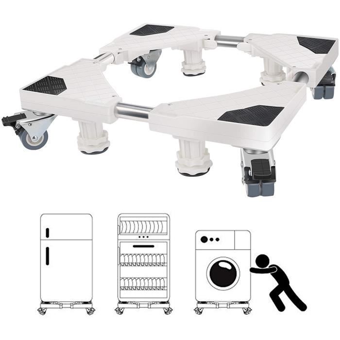 Socle Lave Linge, Winzwon 45cm-68cm Base de Machine à Laver Réglable Support Charge 350 kg Réduction du Bruit Effet Avec pour Réfrig