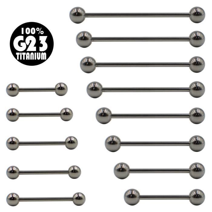 G23 titane industriel droit haltères anneau langue anneau barre Piercing boucle d'oreille Piercing mamelon*ES5010