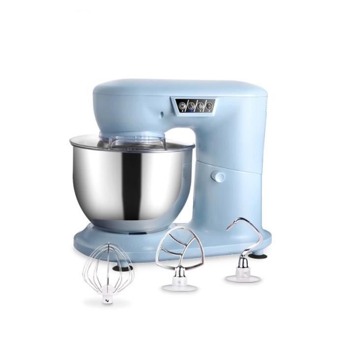 1000W Robot Patissier, Robot Petrin multifonction professionnel , avec Bol de 4L, Protection Anti-Éclaboussures, touches LED,Bleu
