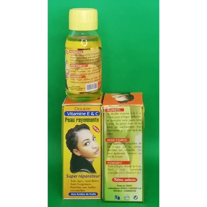 Double vitamine E & C Peau rayonnante anti-tâches, anti-rides, anti-vergetures, super éclaircissante
