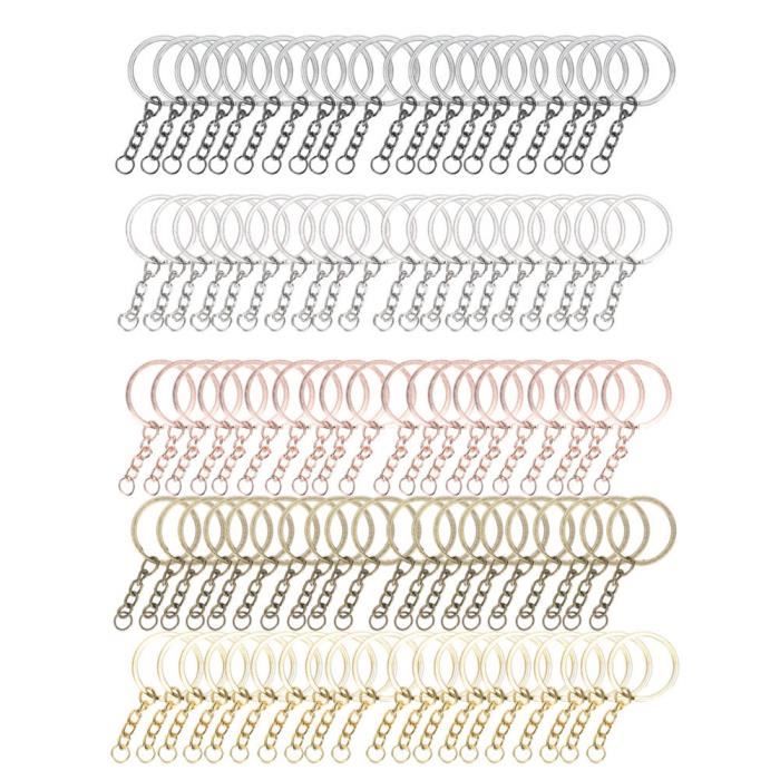 Fdit accessoires porte-clés 100 pièces anneaux en métal avec connecteur de chaîne pendentif accessoires pour bricolage